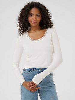 KAFFE KAomi Scoop Neck Long Sleeve T-Shirt, White