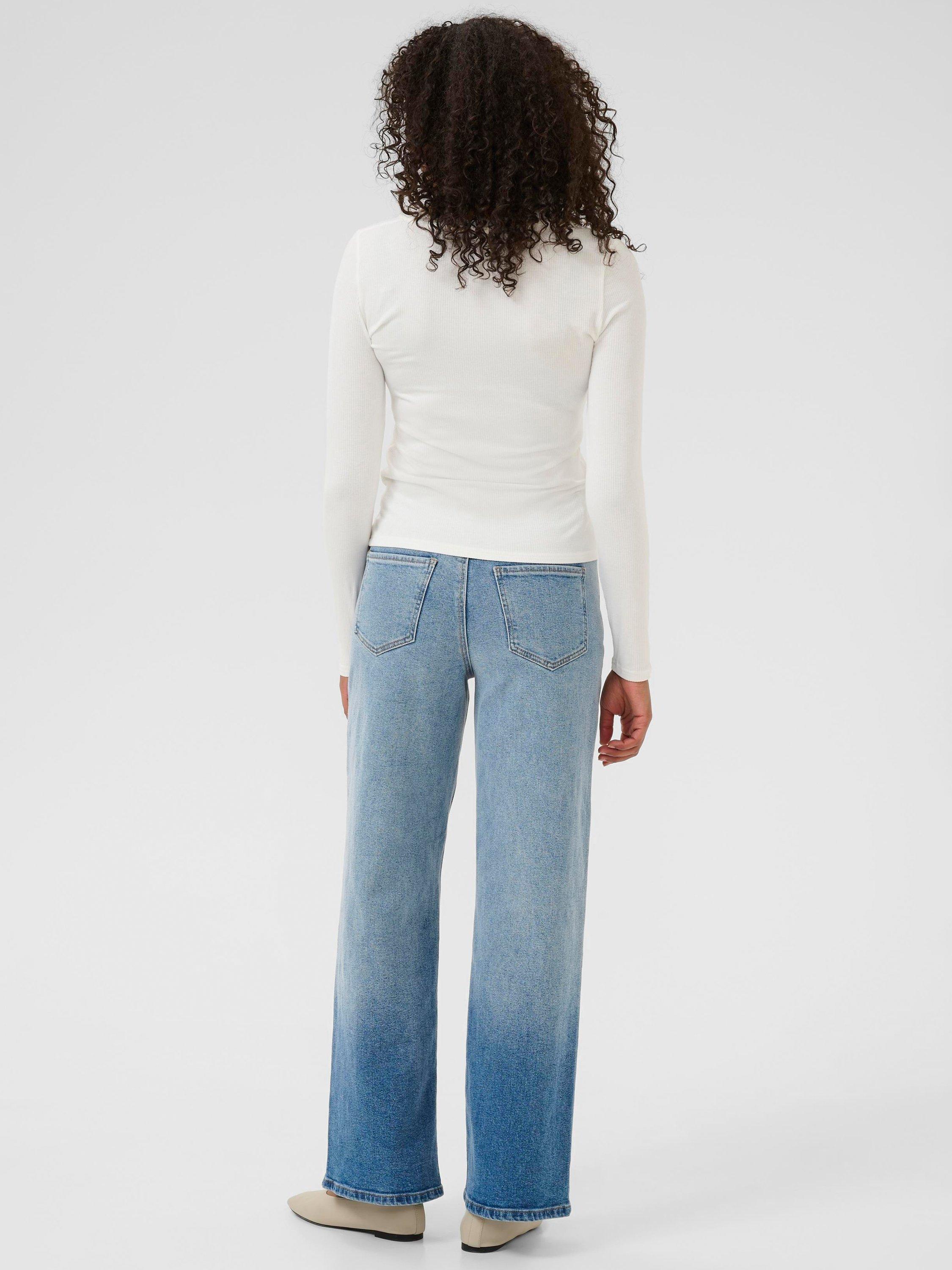 Product image 2 of 6, which shows KAFFE KAomi Scoop Neck Long Sleeve T-Shirt, White, XS