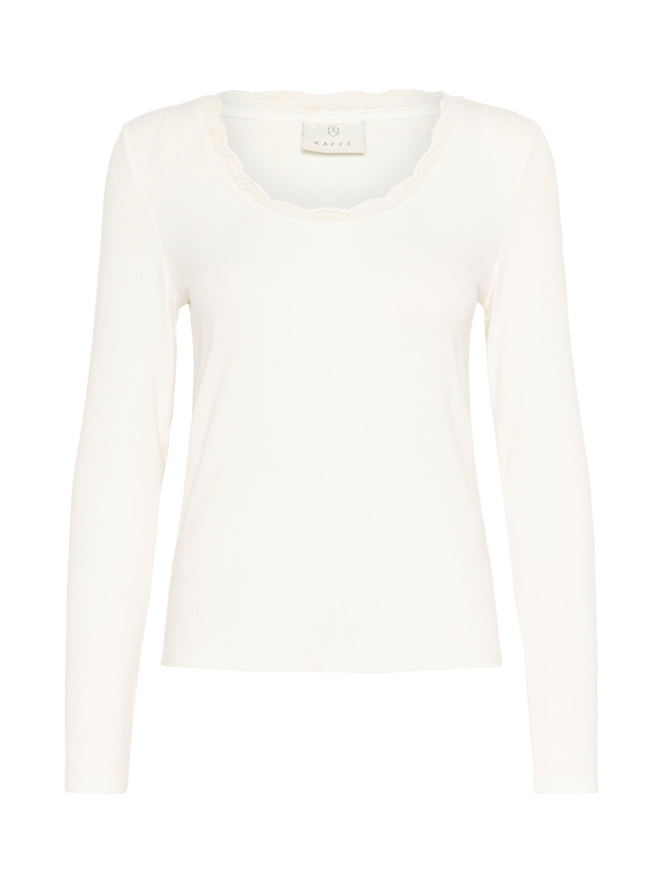 Product image 5 of 6, which shows KAFFE KAomi Scoop Neck Long Sleeve T-Shirt, White, XS