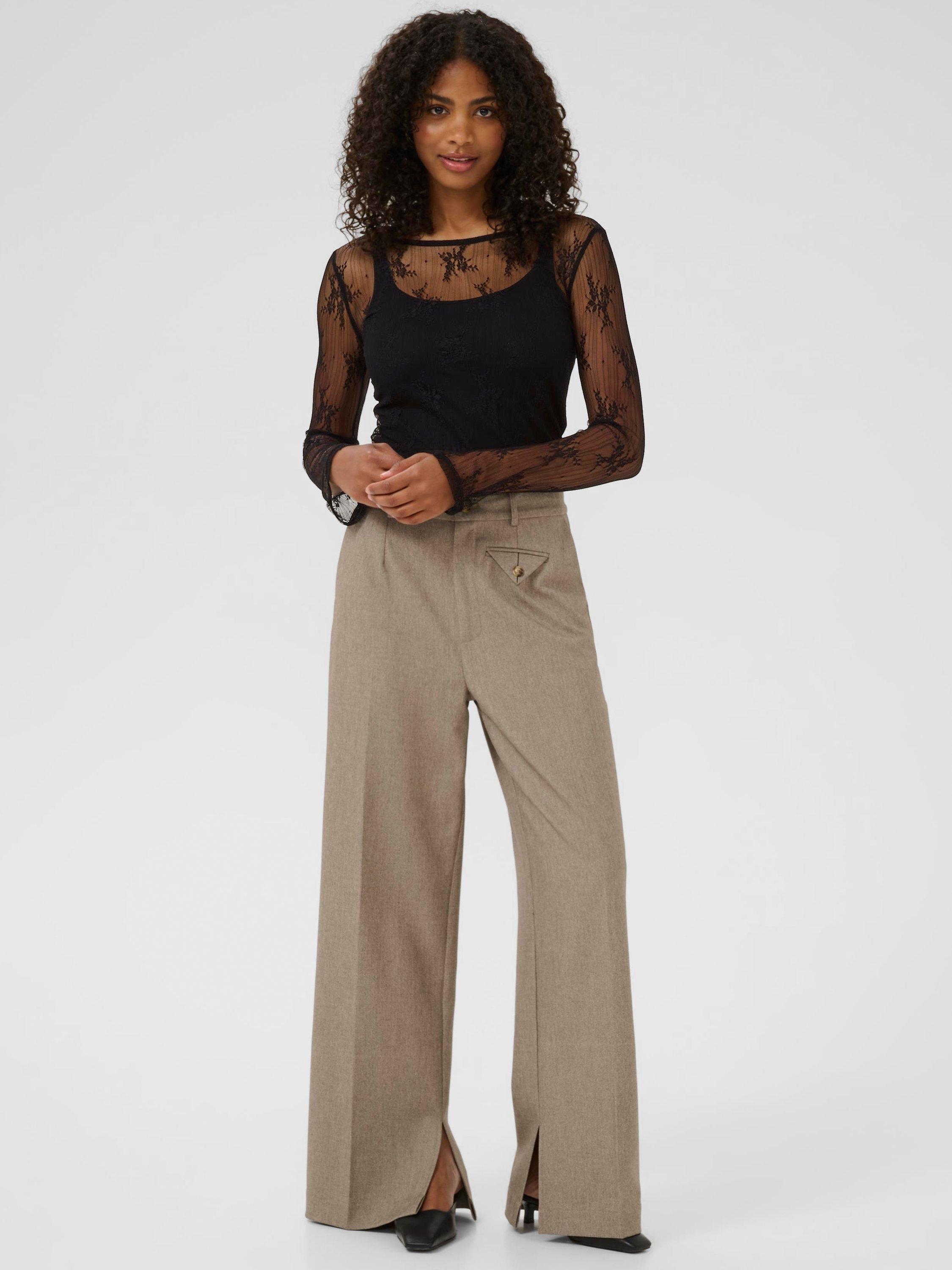 Product image 3 of 6, which shows KAFFE KApenelope Floral Lace Long Sleeve T-Shirt, Black, XS