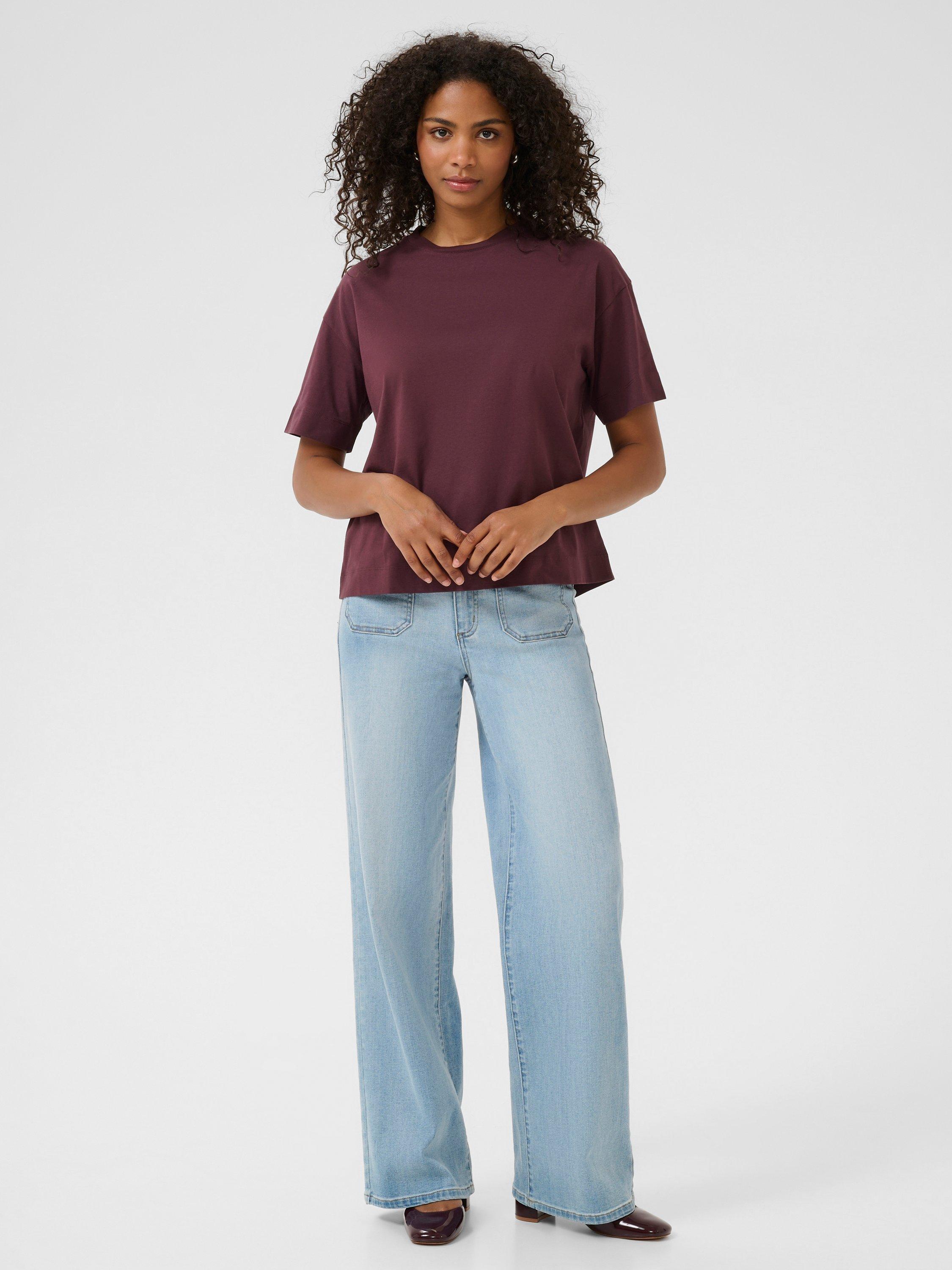 Product image 3 of 6, which shows KAFFE KAtomina Relaxed Fit T-Shirt, Fudge, XS