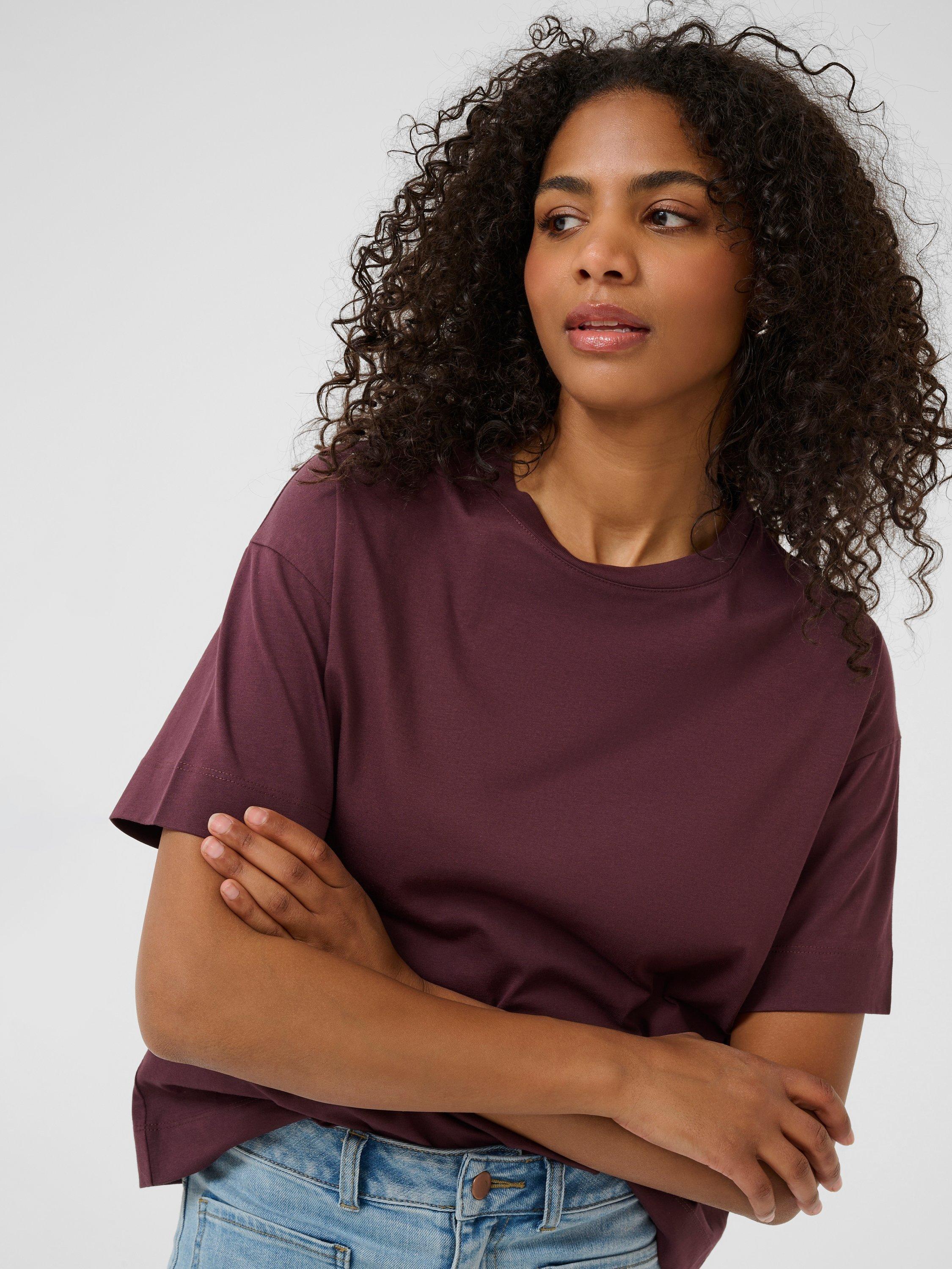 Product image 4 of 6, which shows KAFFE KAtomina Relaxed Fit T-Shirt, Fudge, XS