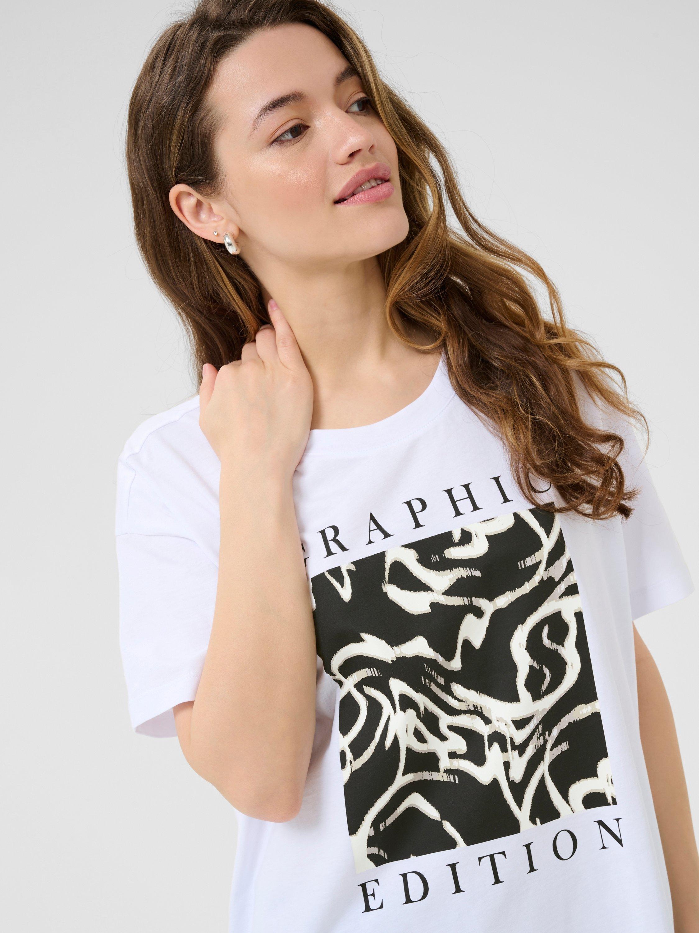 Product image 4 of 6, which shows KAFFE Vivie Graphic Edition T-Shirt, White/Multi, XS