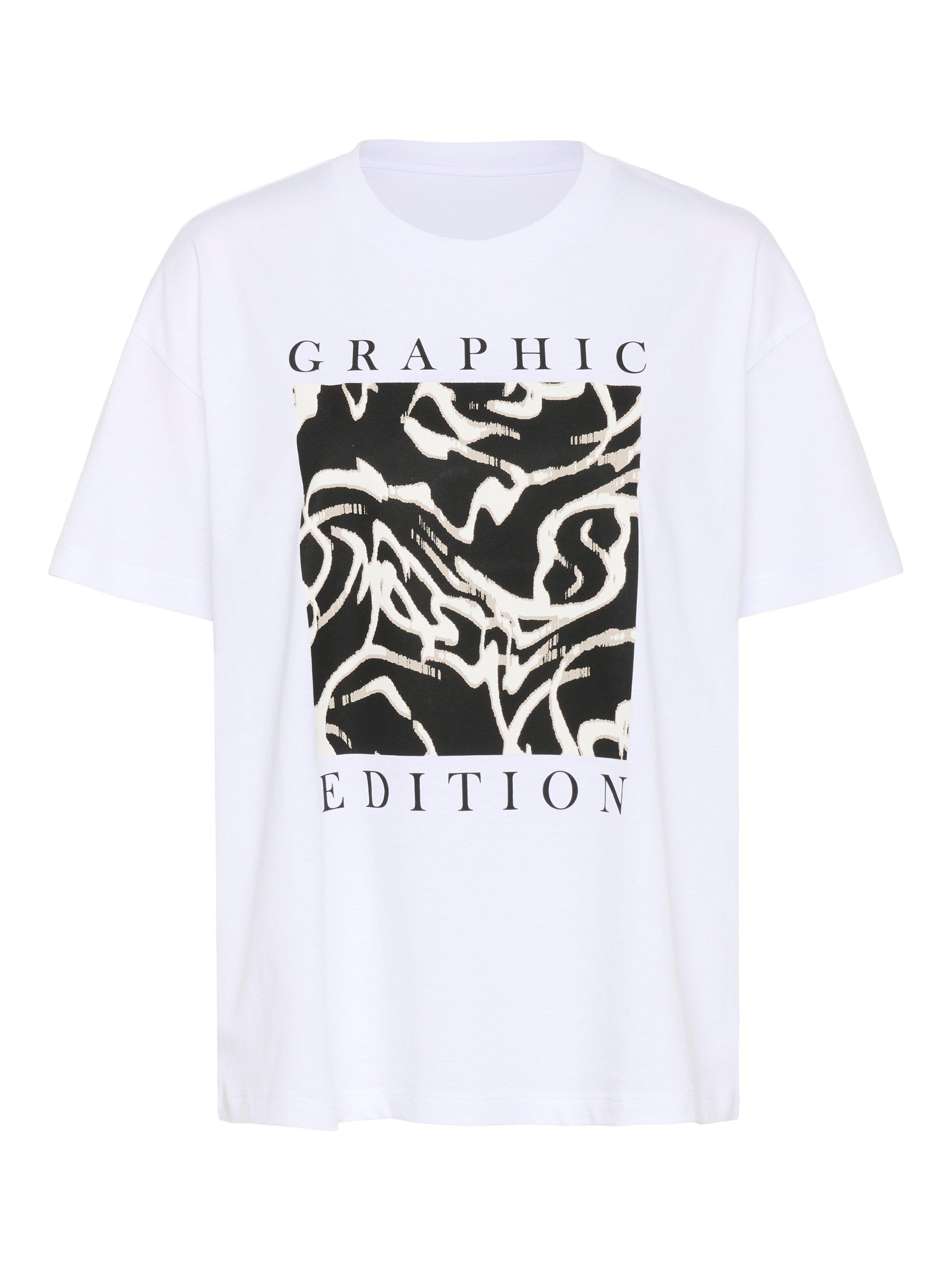 Product image 5 of 6, which shows KAFFE Vivie Graphic Edition T-Shirt, White/Multi, XS