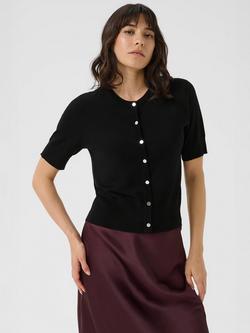 KAFFE Lizza Short Sleeve Cardigan, Black