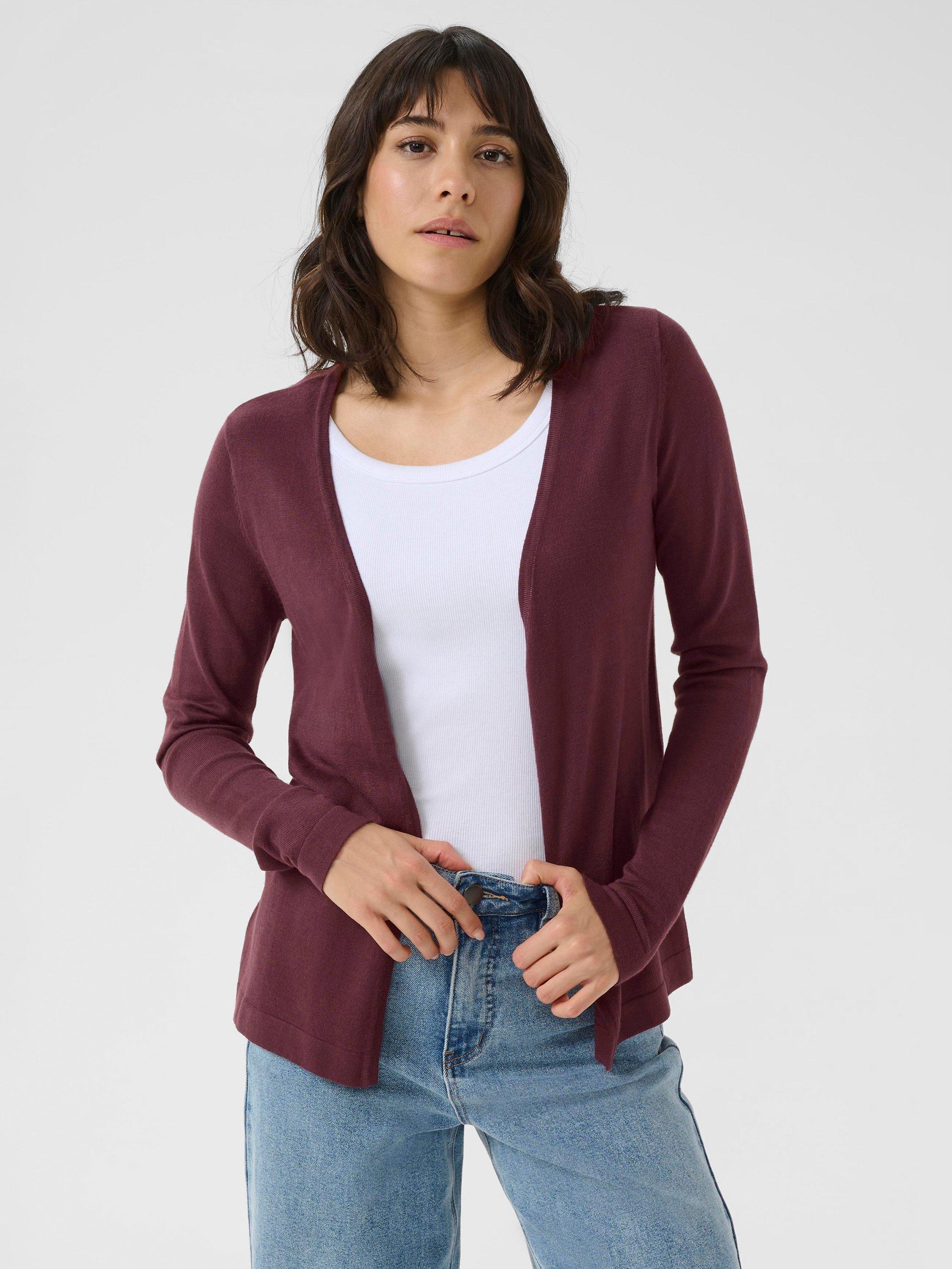 Product image 1 of 6, which shows KAFFE KAfenia Cardigan, Mid Red, XS