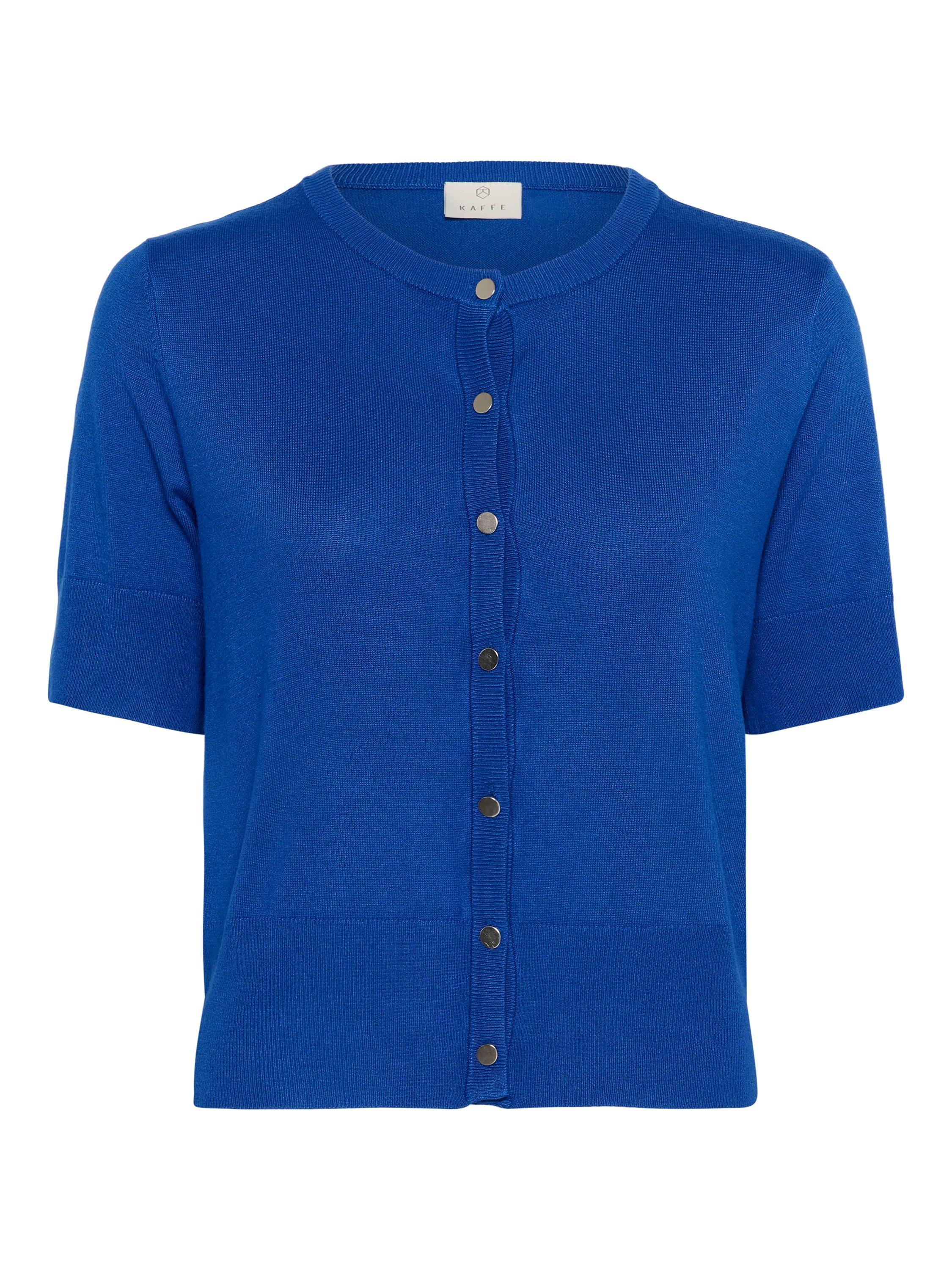 Product image 5 of 6, which shows KAFFE Lizza Short Sleeve Cardigan, Mid Blue, M