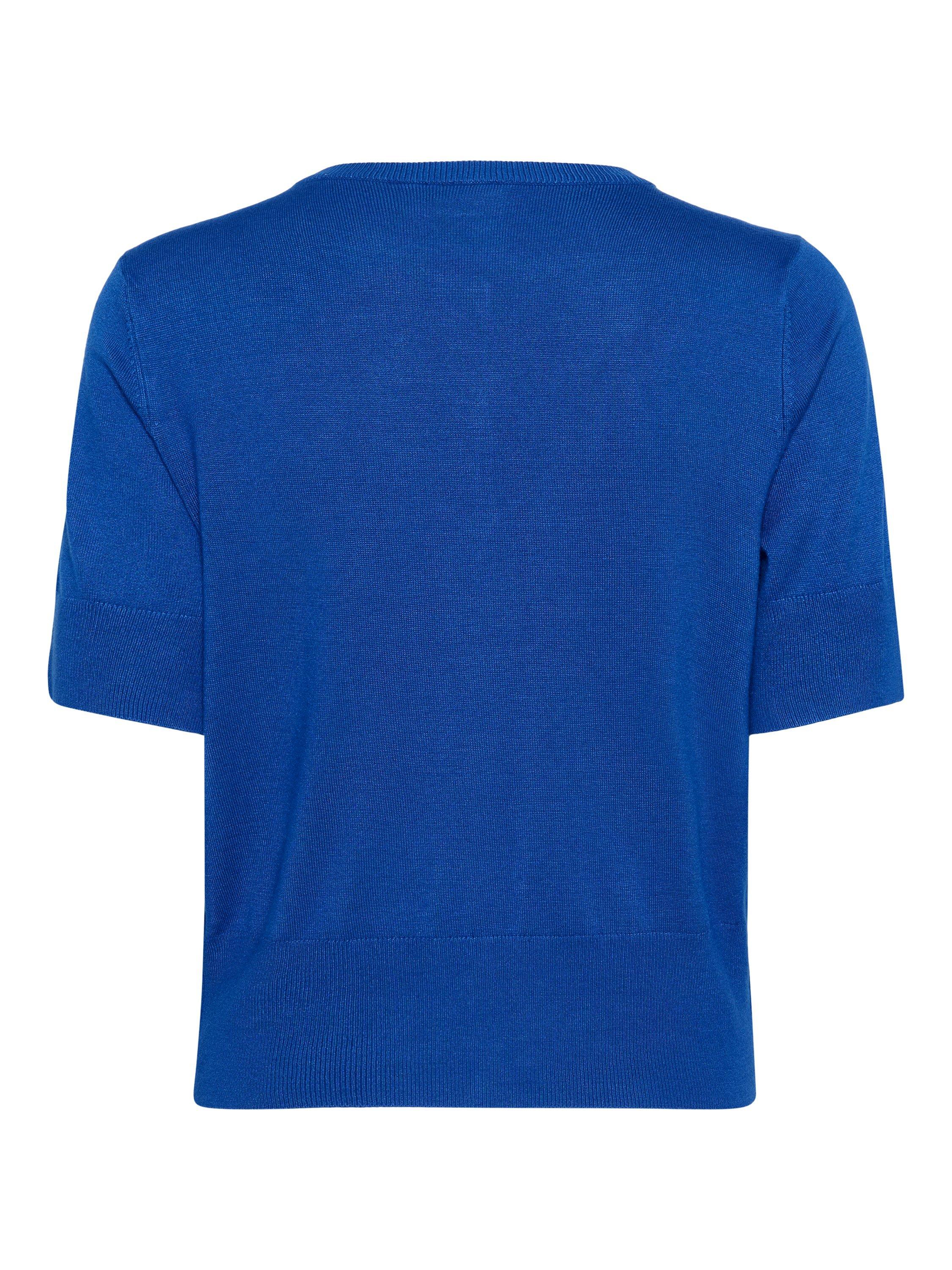 Product image 6 of 6, which shows KAFFE Lizza Short Sleeve Cardigan, Mid Blue, M