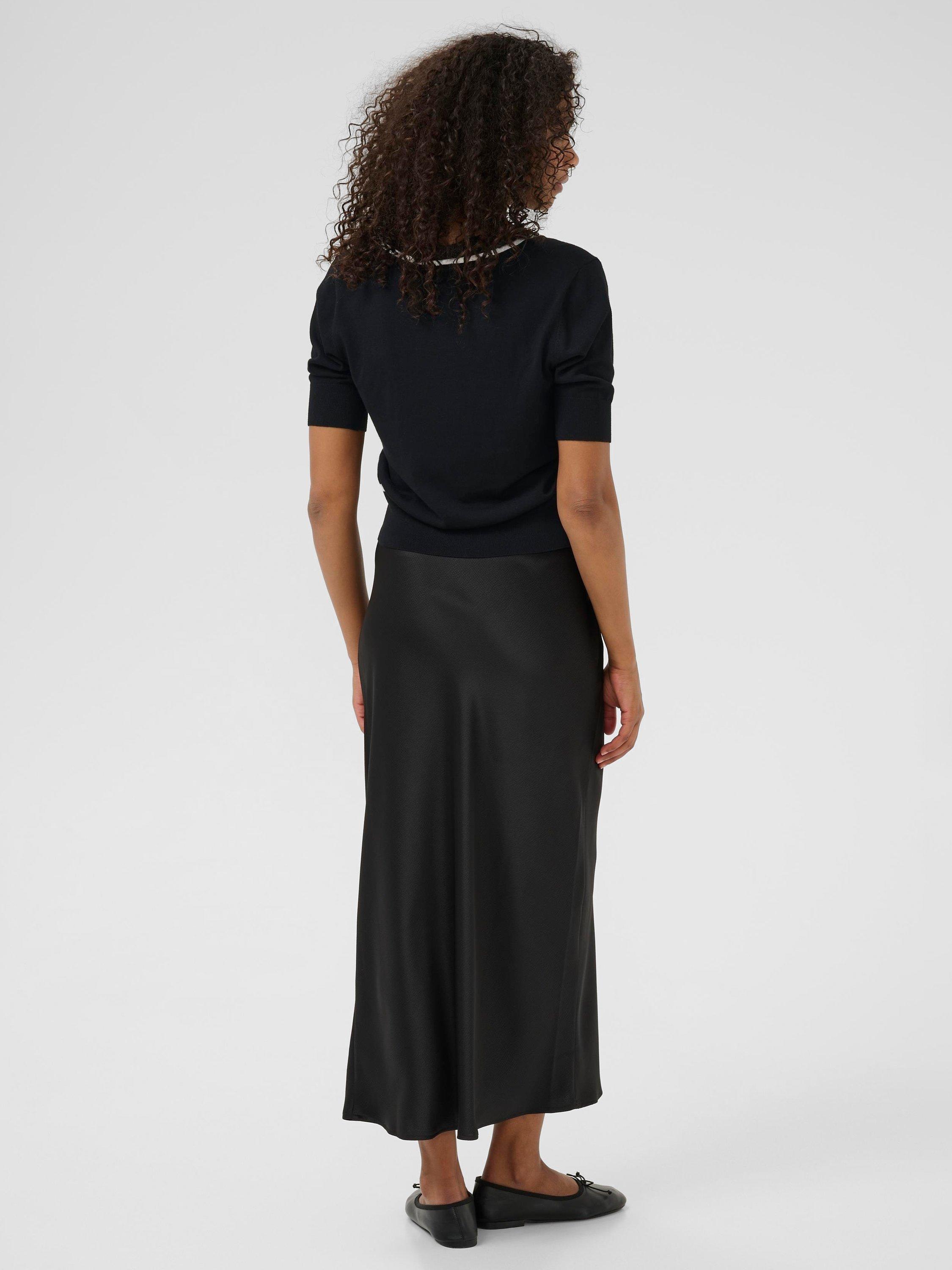 Product image 2 of 6, which shows KAFFE KAmally V-Neck Short Sleeve Contrast Cardigan, Black/Multi, XS