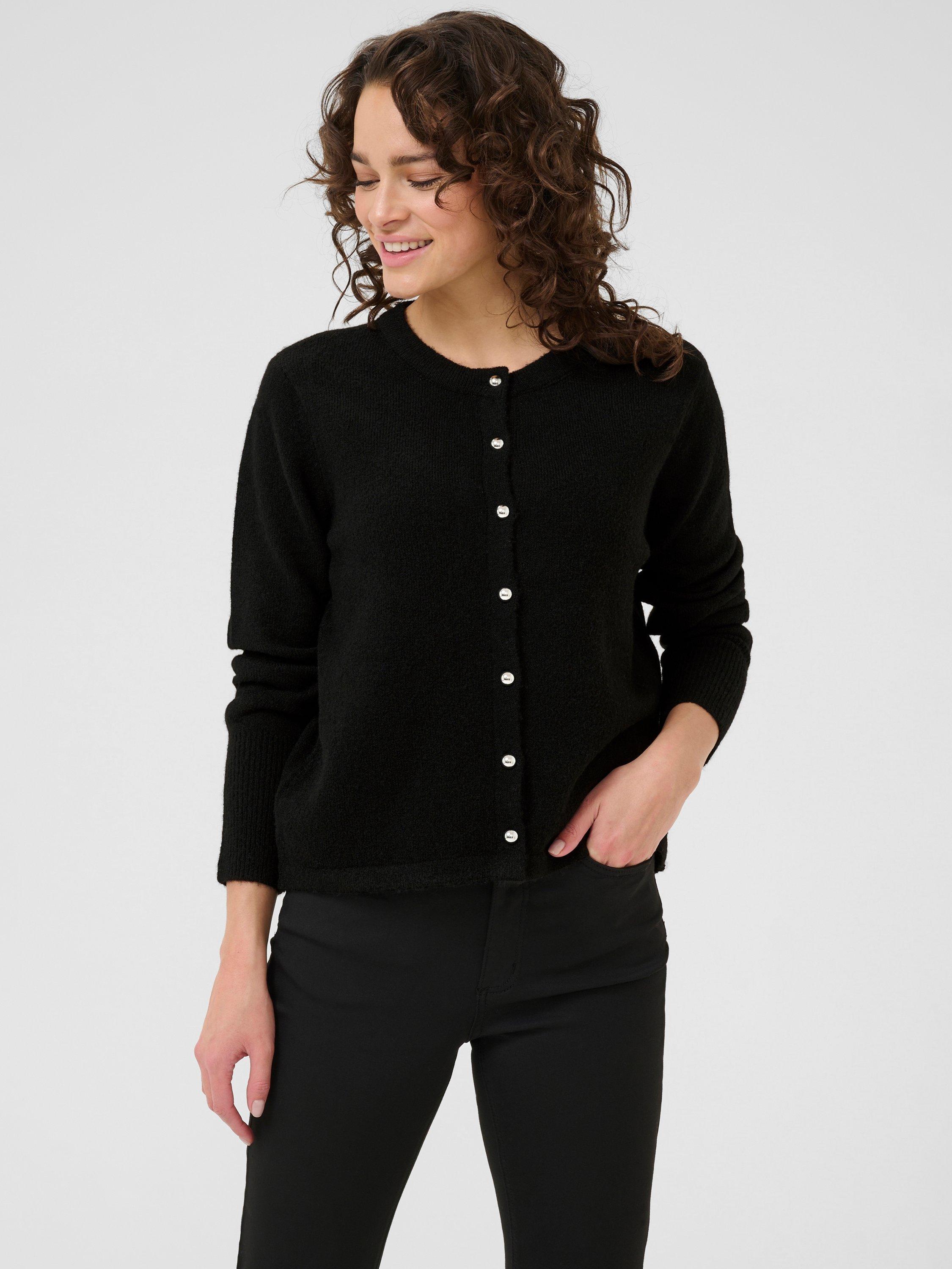 Product image 1 of 6, which shows KAFFE Niel Round Neck Cardigan, Black, XS