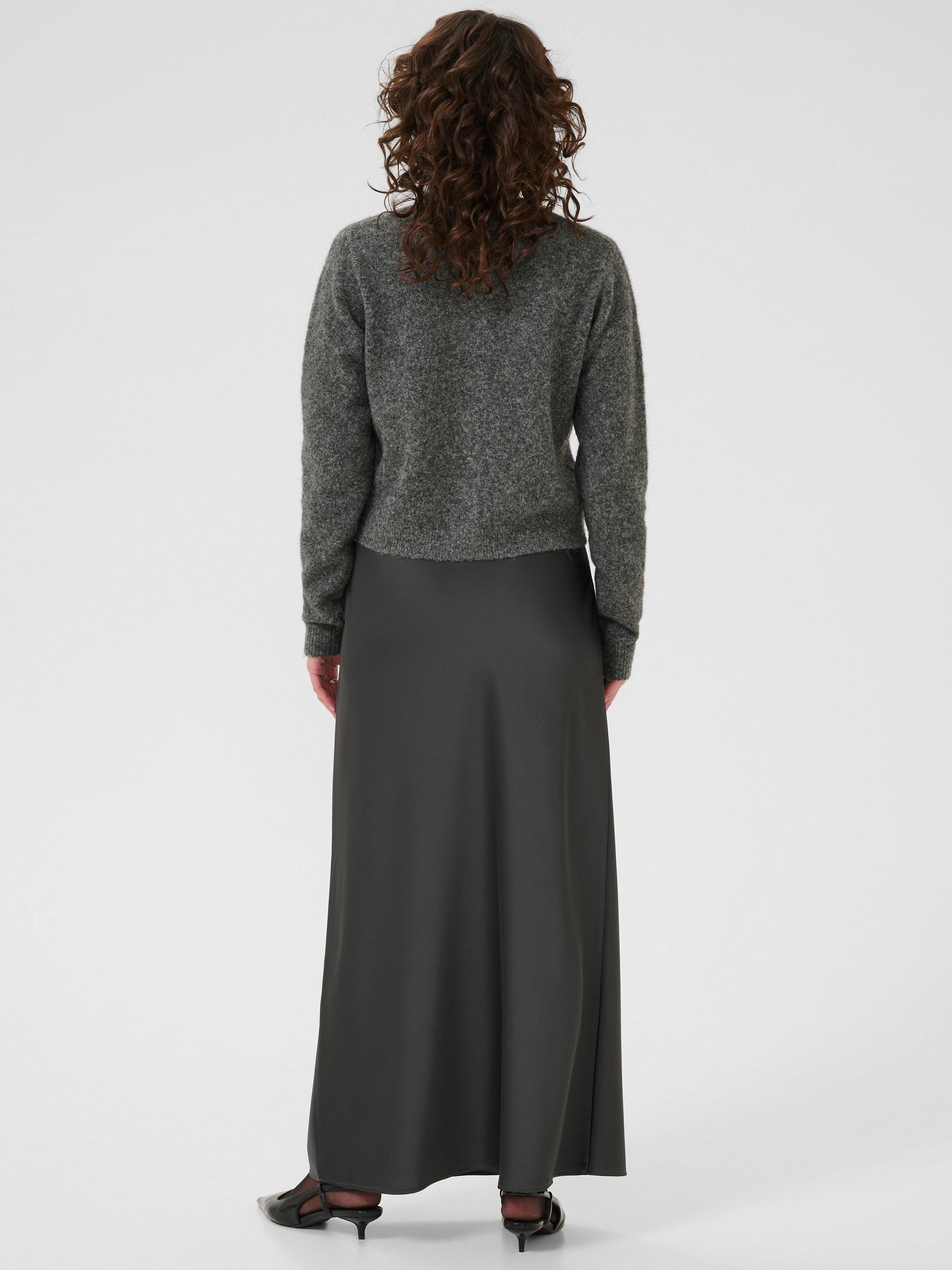 Product image 2 of 6, which shows KAFFE Roxy Embellished Neck Cardigan, Mid Grey, XS