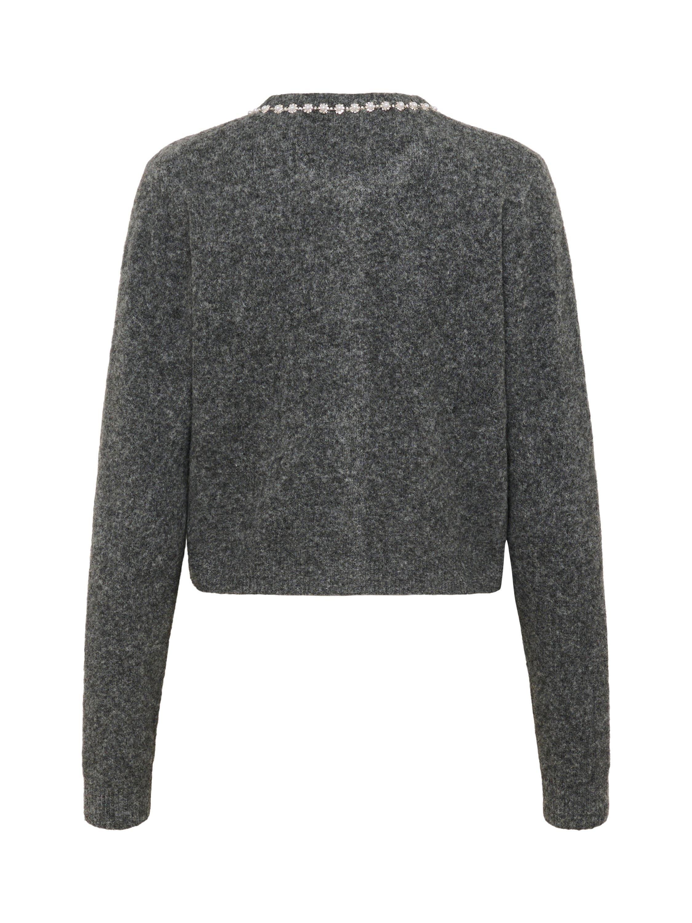 Product image 6 of 6, which shows KAFFE Roxy Embellished Neck Cardigan, Mid Grey, XS