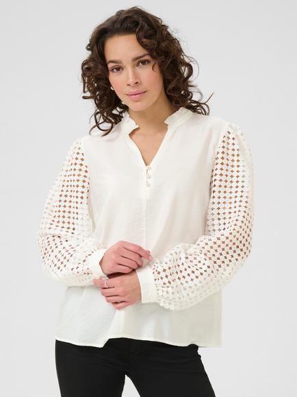 KAFFE KAtulle V Neck Blouse, White