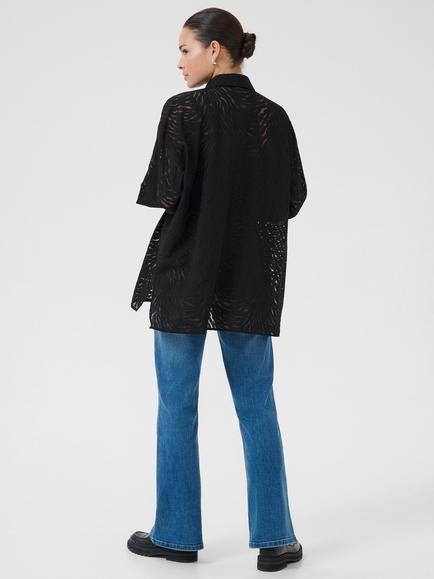 KAFFE Vivian Burnout Long Sleeve Shirt, Black - view 2, Black