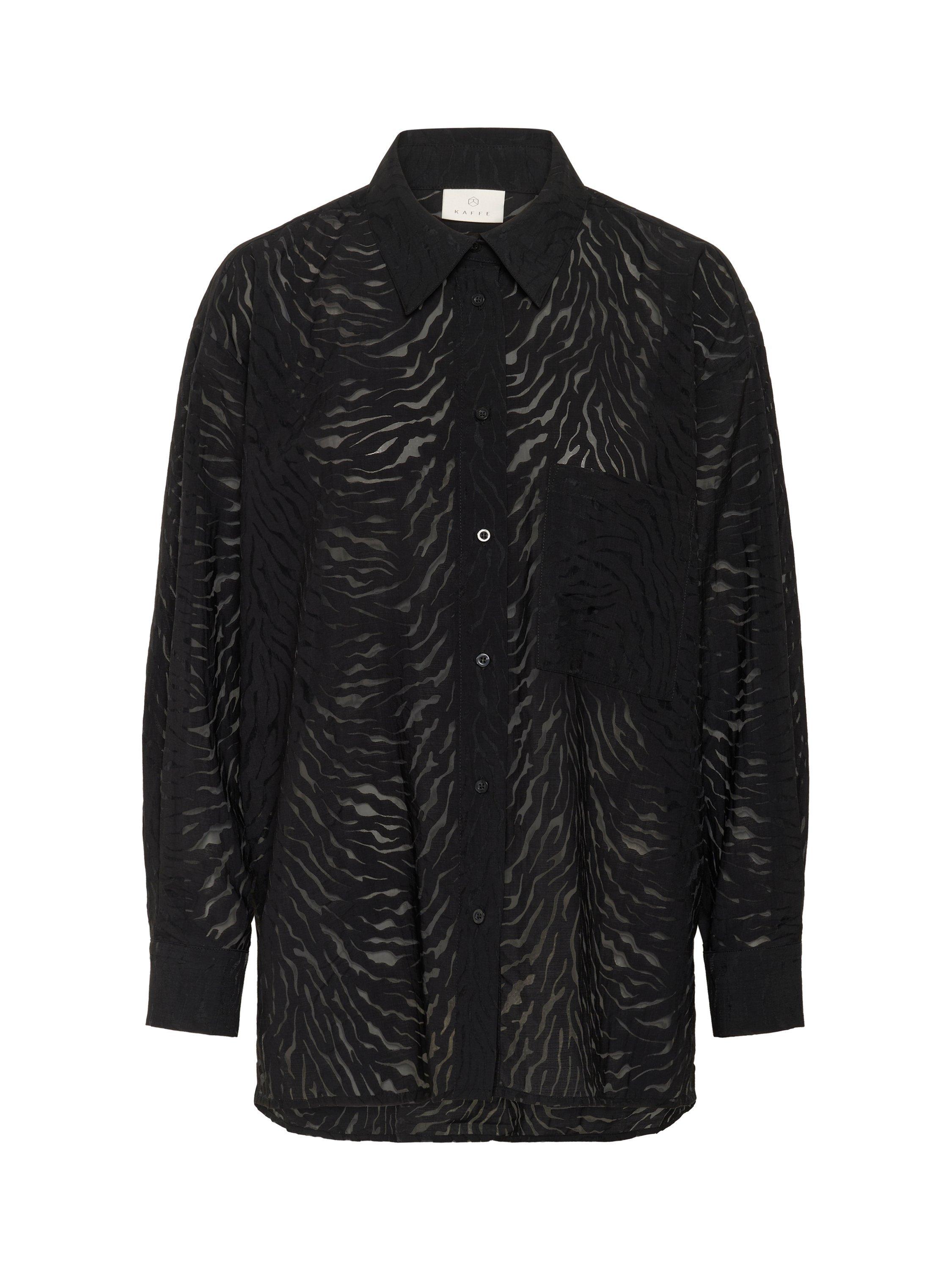 Product image 5 of 6, which shows KAFFE Vivian Burnout Long Sleeve Shirt, Black, 8