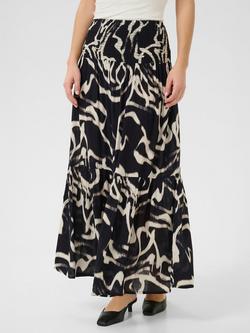 KAFFE Beathe Abstract Maxi Skirt, Black/Multi, Black/Multi