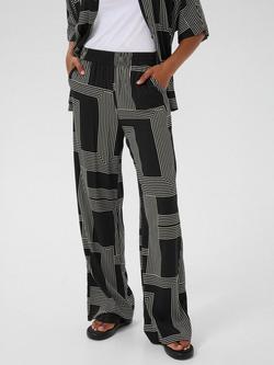 KAFFE KAdonny Abstract Print Trousers, Black/Multi