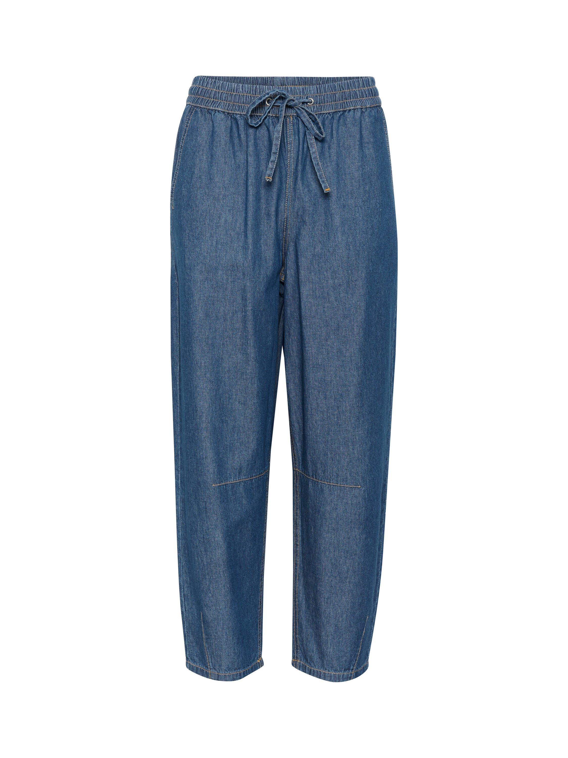 Product image 5 of 6, which shows KAFFE KAluise Mid Rise Cotton Barrel Pants, Mid Blue, 8