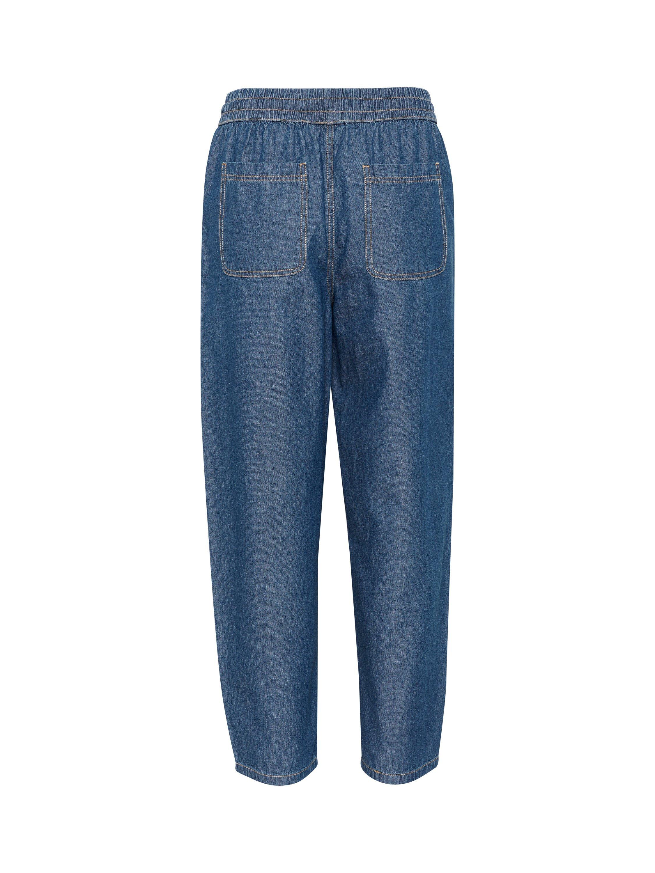 Product image 6 of 6, which shows KAFFE KAluise Mid Rise Cotton Barrel Pants, Mid Blue, 8