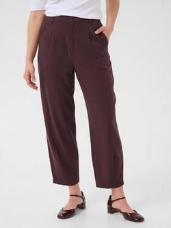 KAFFE KAmerle Tailored Mid Cropped Polyester Blend Trousers, Fudge
