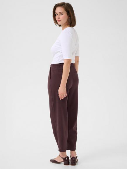 KAFFE KAmerle Tailored Mid Cropped Polyester Blend Trousers - view 2, Fudge
