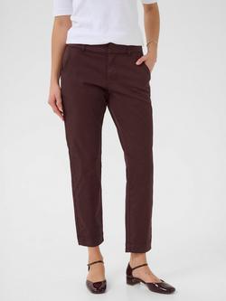 KAFFE KAmette Tailored Mid Cropped Cotton Trousers, Fudge