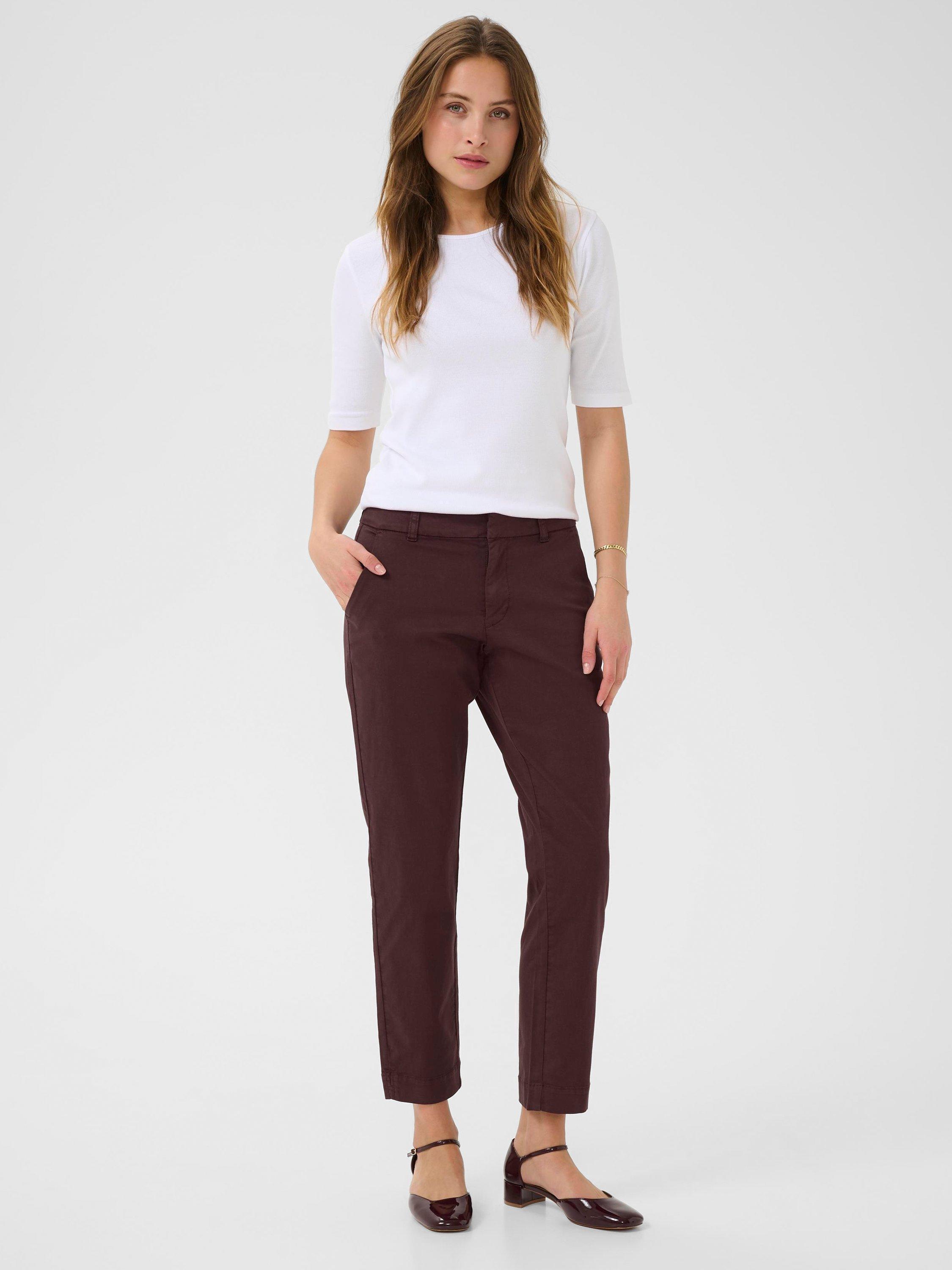 Product image 3 of 6, which shows KAFFE KAmette Tailored Mid Cropped Cotton Trousers, Fudge, 8