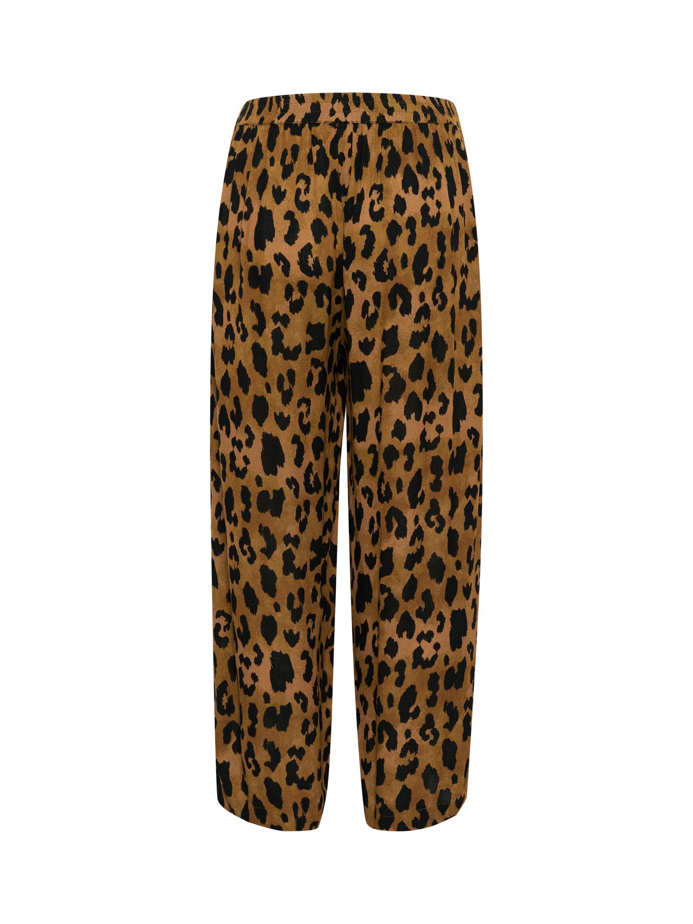Product image 6 of 6, which shows KAFFE KAmille Amber Leopard Print Trousers, Brown/Multi, 10