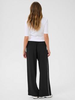 KAFFE KAtessa Loose Fit Side Strip Wide Leg Trousers - view 2, Black/Multi
