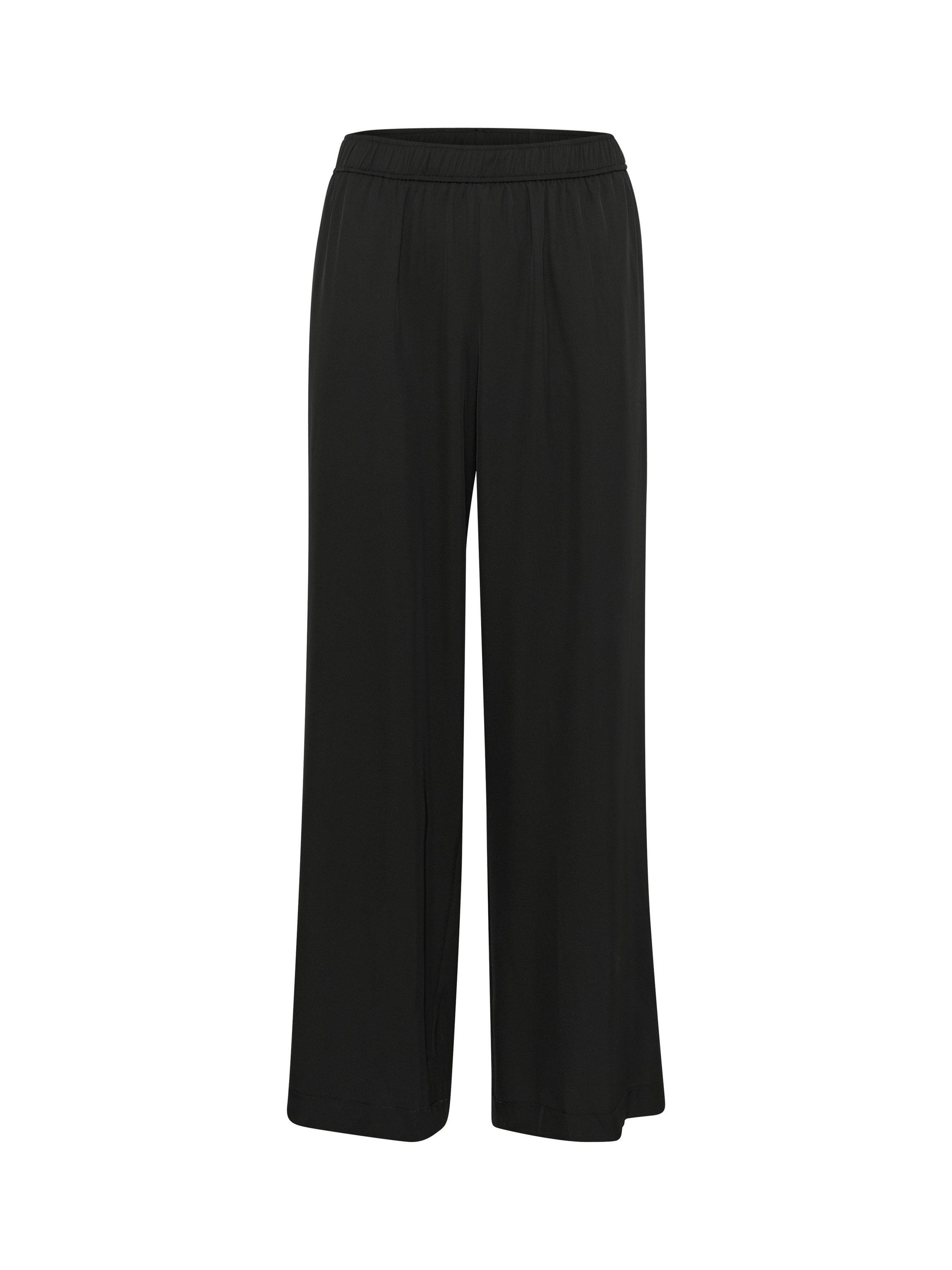 Product image 5 of 6, which shows KAFFE KAtessa Loose Fit Side Strip Wide Leg Trousers, Black/Multi, 8