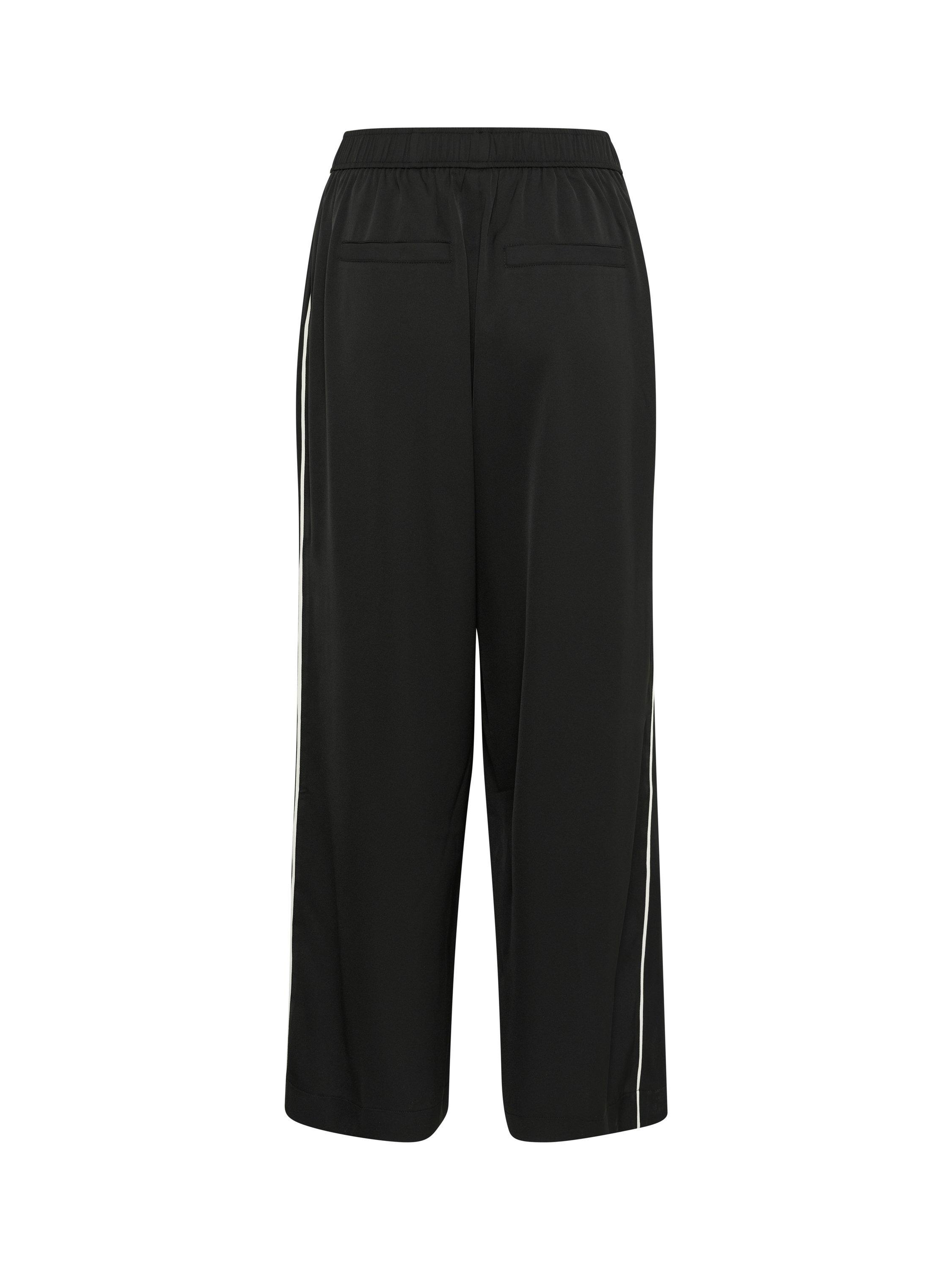 Product image 6 of 6, which shows KAFFE KAtessa Loose Fit Side Strip Wide Leg Trousers, Black/Multi, 8