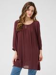 KAFFE Amber Round Neck Tunic Top, Mid Red