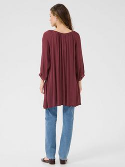 KAFFE Amber Round Neck Tunic Top, Mid Red - view 2, Mid Red