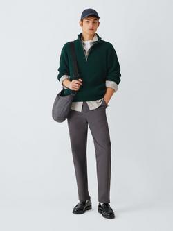 Merino Wool Quarter-Zip Knit Jumper, Emerald Green