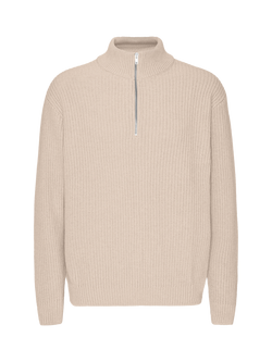 Merino Wool Quarter-Zip Knit Jumper, Ivory White