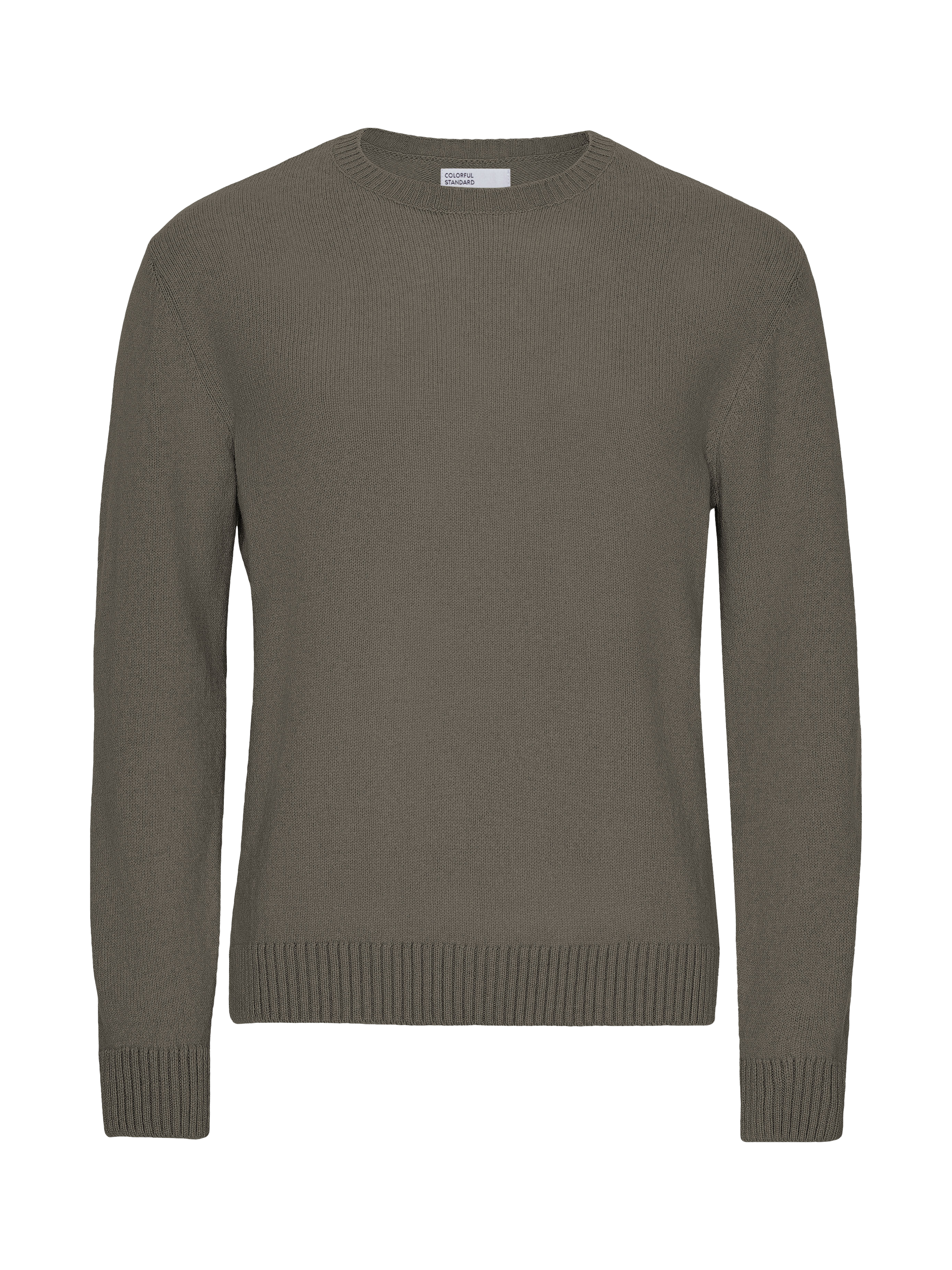 Product image 1 of 1, which shows Colorful Standard Wool Crew Neck Jumper, Dusty Olive, L
