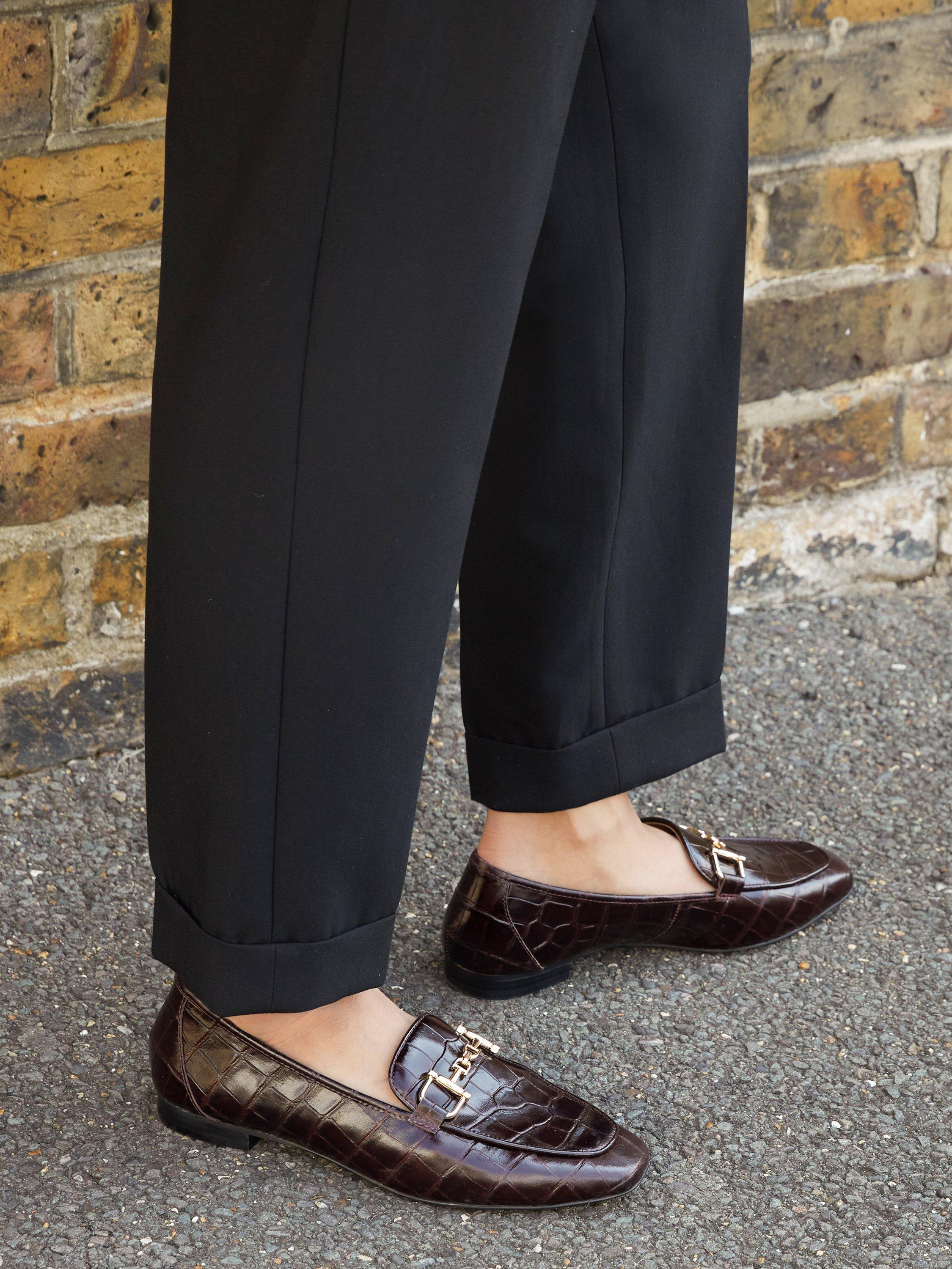 Product image 2 of 5, which shows Dune Grained Leather Square Toe Loafers, Burgundy, EU36