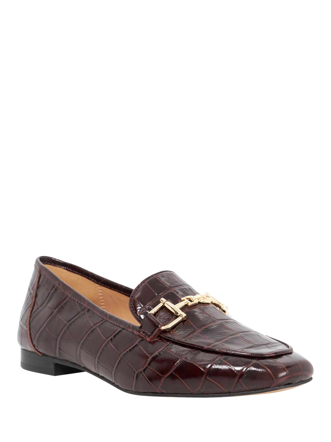 Product image 3 of 5, which shows Dune Grained Leather Square Toe Loafers, Burgundy, EU36