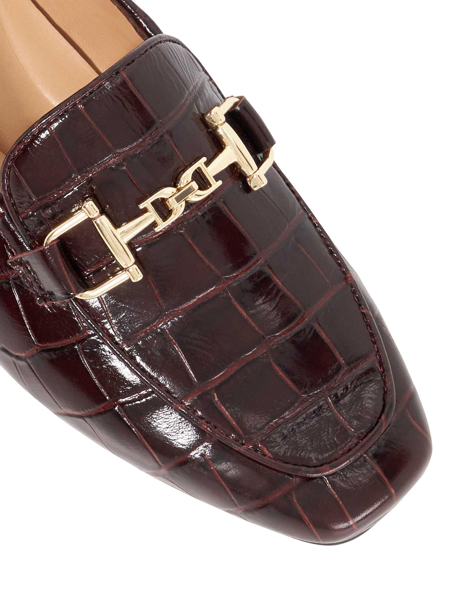 Product image 5 of 5, which shows Dune Grained Leather Square Toe Loafers, Burgundy, EU36