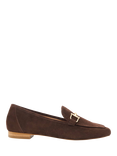Dune Grained Suede Square Toe Loafers, Brown