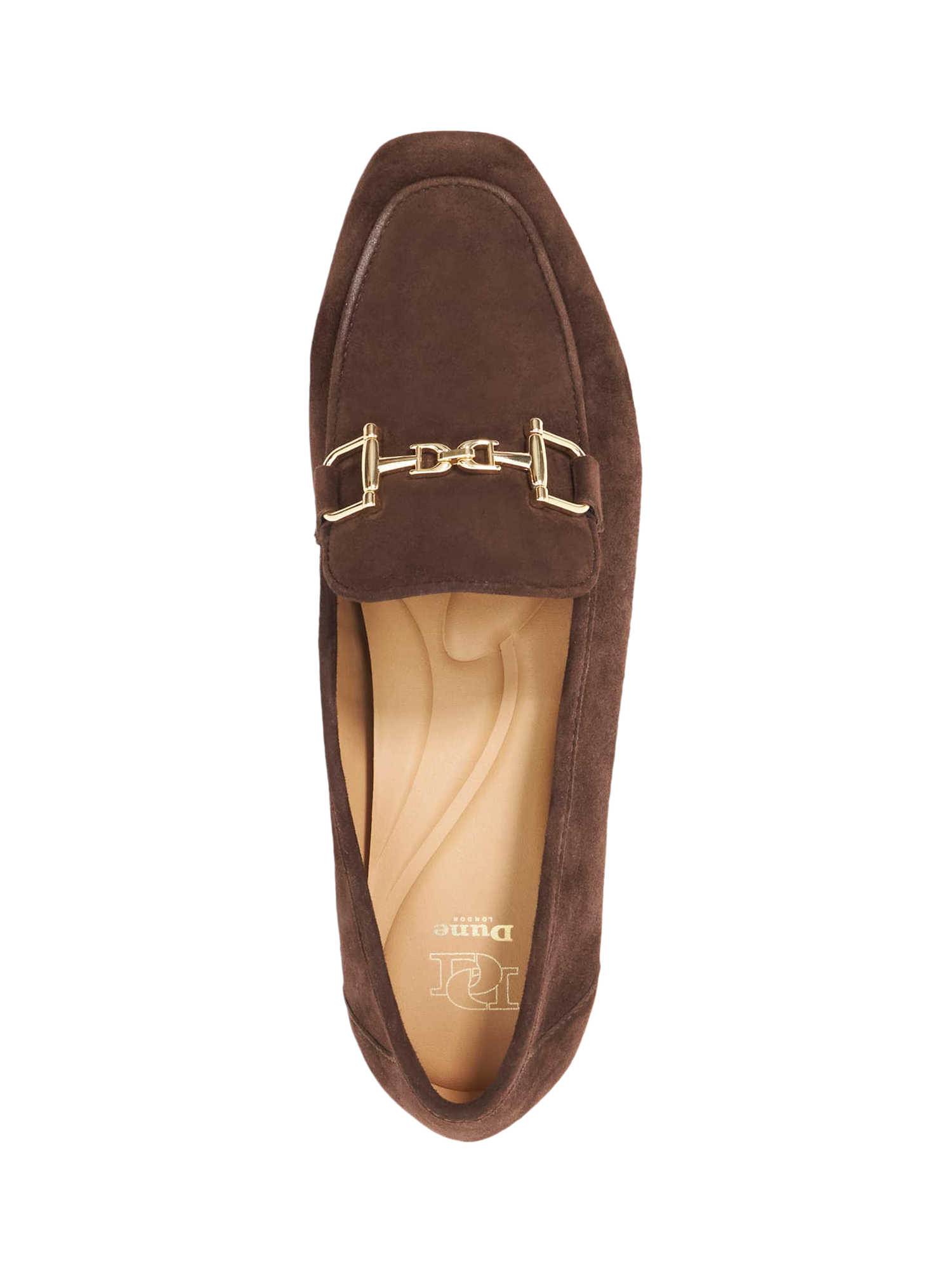 Product image 2 of 5, which shows Dune Grained Suede Square Toe Loafers, Brown, EU36
