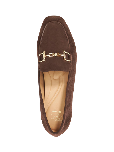 Dune Grained Suede Square Toe Loafers, Brown - view 2, Brown