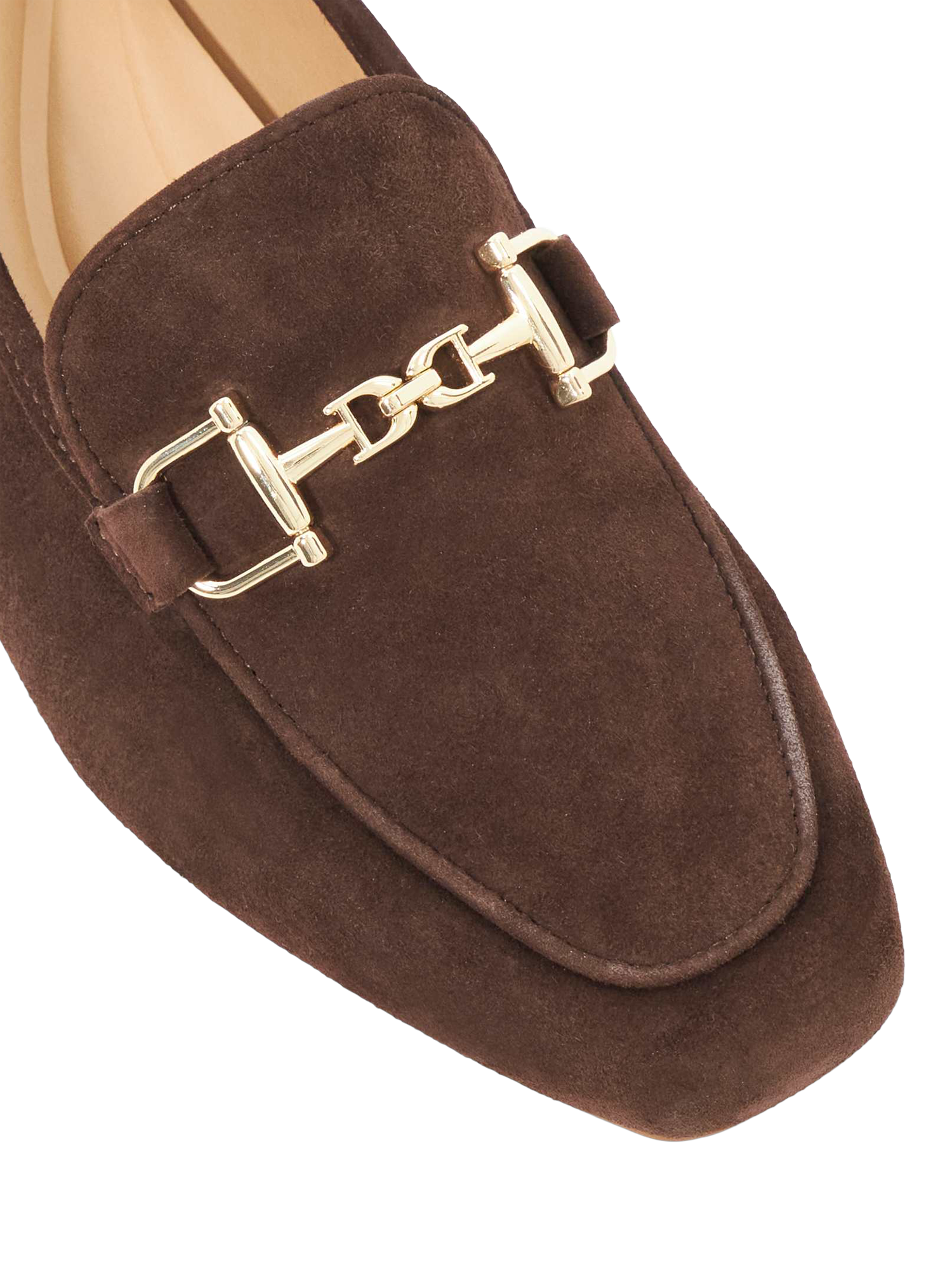 Product image 5 of 5, which shows Dune Grained Suede Square Toe Loafers, Brown, EU36