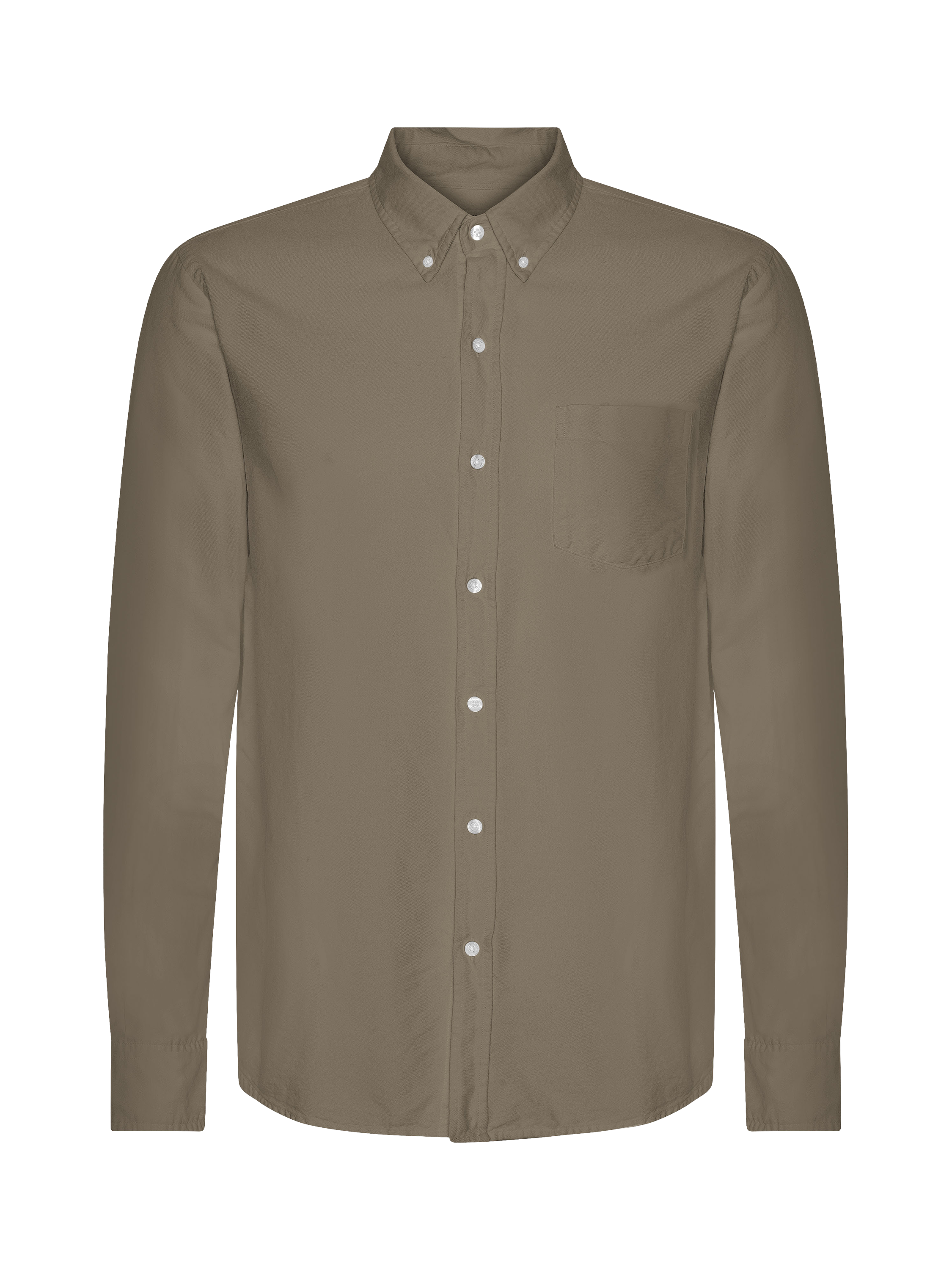 Product image 1 of 1, which shows Colorful Standard Button Down Collar Cotton Oxford Shirt, Dusty Olive, S