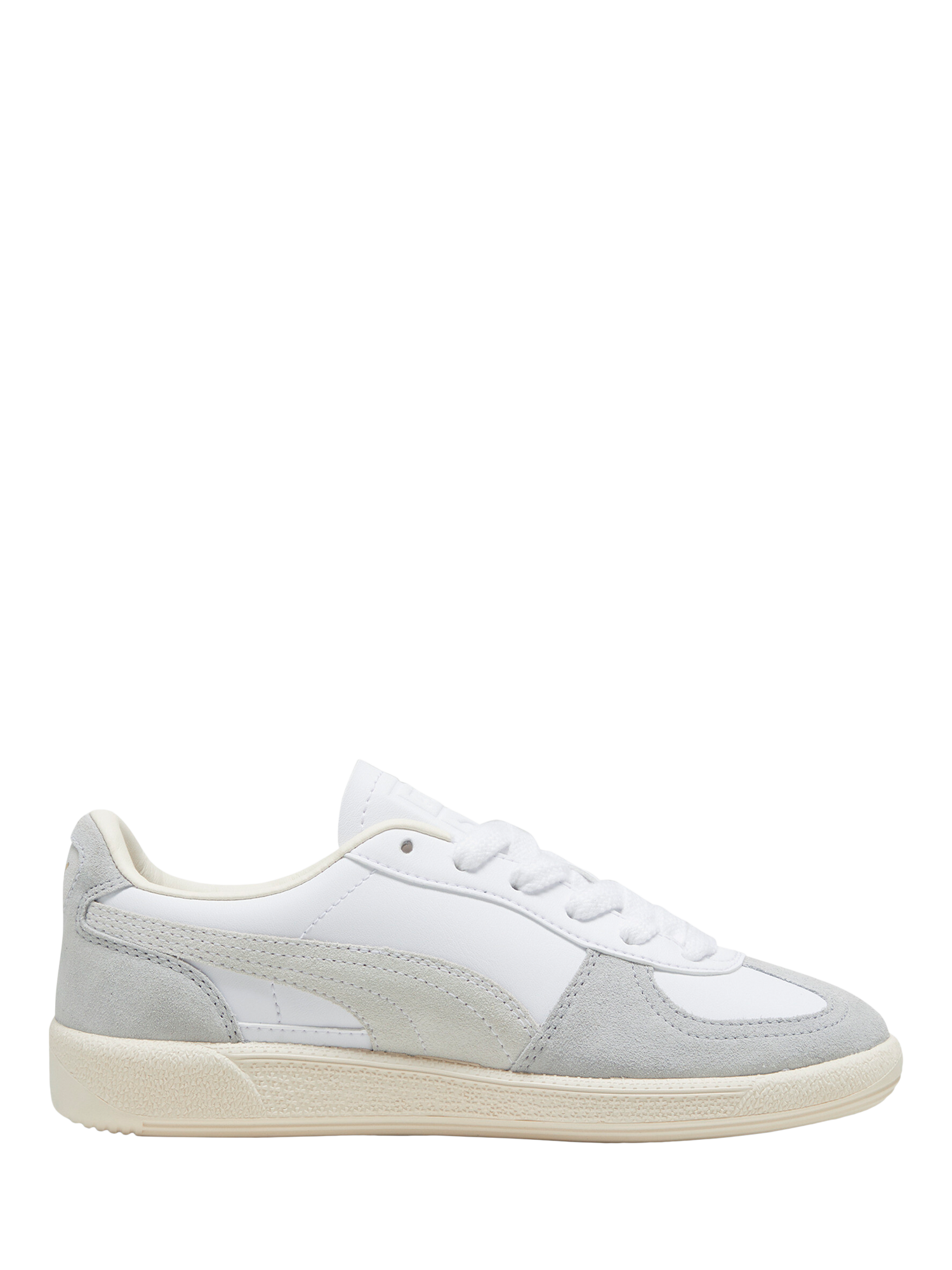 Product image 1 of 6, which shows PUMA Kids' Palermo Leather Trainers, Tan/White/Grey, 3