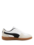 PUMA Kids' Palermo Leather Colour Block Trainers, White/Grey