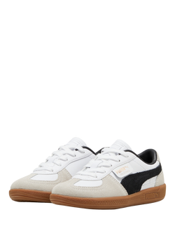 PUMA Kids' Palermo Leather Colour Block Trainers, White/Grey - view 2, White/Grey