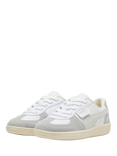 PUMA Kids' Palermo Leather Trainers, White/Grey/Almond