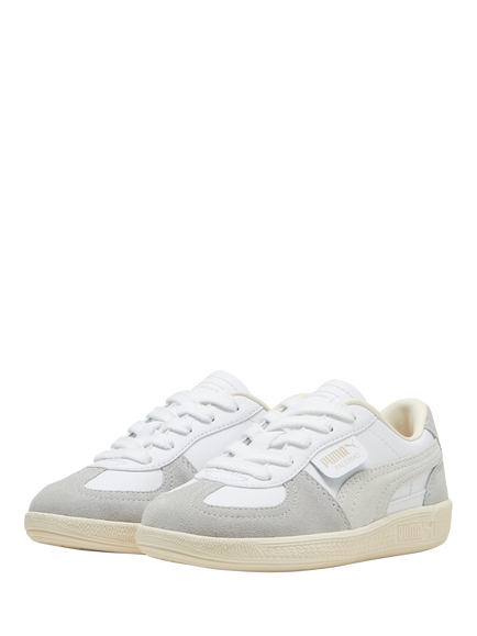PUMA Kids' Palermo Leather Trainers, White/Grey/Almond - view 2, White/Grey/Almond