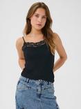 KAFFE Omi Lace Trim Cami, Black